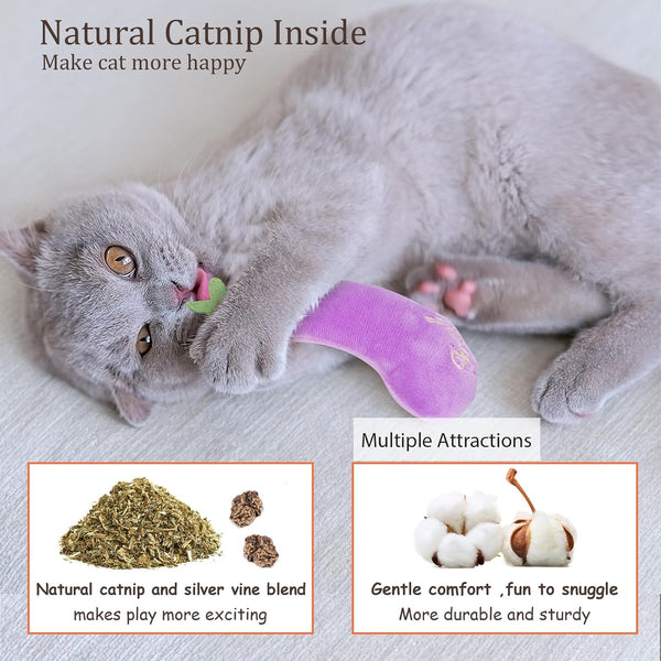 ETEKYER Catnip Cat Toys, 5 Pack, Plush Catnip Toys for Indoor Cats Kitten, Interactive Cat Nip Kitty Kicker Chew Safe Teeth Cleaning Toys, Fun Carrot Vegetable Shape7