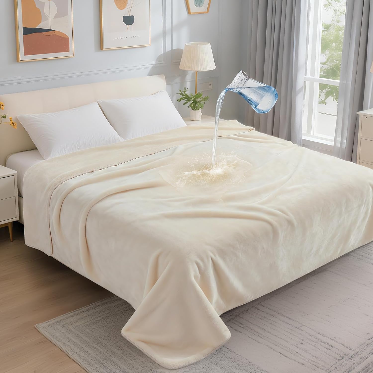 loobani-waterproof-blanket-for-bed-soft-flannel-twin-bed-blanket-60-x-80-dog-pet-blankets-for-large-dogs-reversible-spill-proof-throw-for-couch-cover-movie-time-camping-travel-noise-free-grey