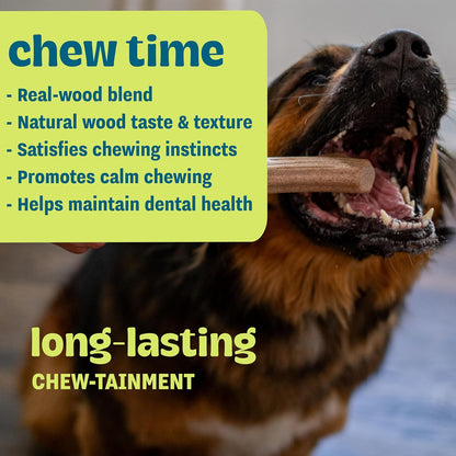 Pupstages Super Dogwood Dog Chew Toy, Made in the USA, Real-Wood Blend, Naturalwood Flavor & Texture, Moderate Chewers, Large, 11"4