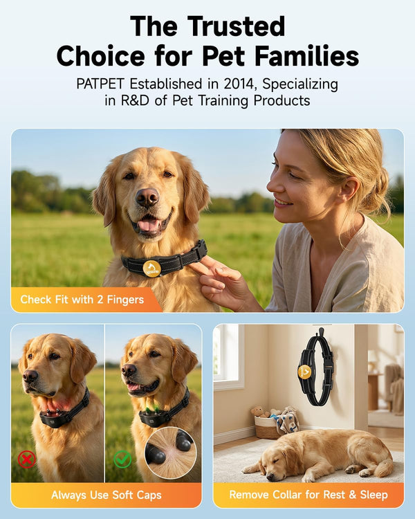PATPET Dog Shock Collar - Rechargeable Dog Training Collar with Remote for Medium Large Dogs, 3 Training Modes (Beep/Vibration/Shock) IPX7 Waterproof 1000Ft Electric Dog Collar (Black)6