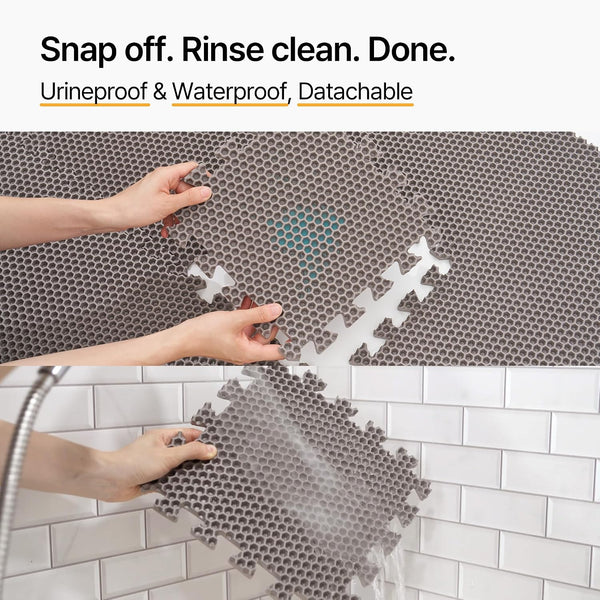 Mewtopia No-Gap Puzzle Cat Litter Box Mat – Seamless, Limitless Expandable, Extra Large(41.3"X21.6") Litter Trapping Mat, Urine & Waterproof, Detachable, Easy to Rinse, Vacuum.5
