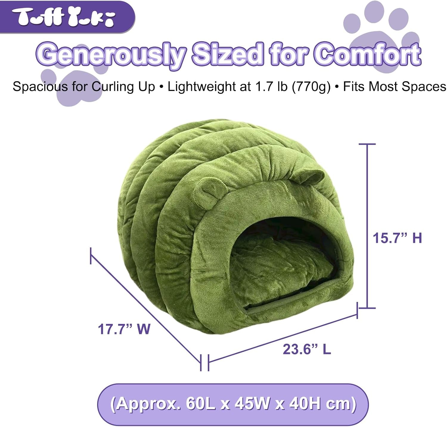 cat-cave-bed-orthopedic-memory-foam-anti-anxiety-cat-bed-for-indoor-cats-cozy-plush-caterpillar-tunnel-cat-bed-non-slip-pet-bed-fits-cats-up-to-15-lbs-green