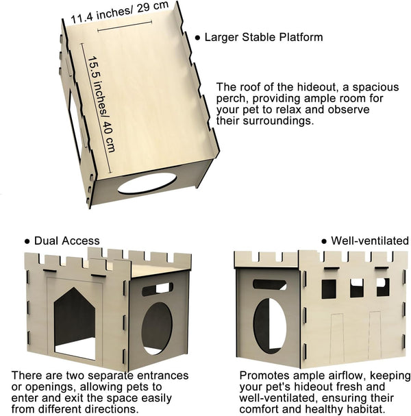 HIIMALEX Large Sturdy Bunny House with Spacious Balcony Hidey Detachable Playhouse for Rabbit Hideout Castle Tower Toys for Indoor Bunnies Guinea Pig Hamster Chinchilla Gerbil4