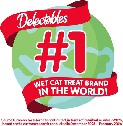 Delectables Lickable Treat Stew Wet Cat Treat Variety Pack, Food Topper, Hydrating, Grain-Free, No Fillers, No By-Products, No Added Preservatives, 1.4Oz Pouch, 12Ct10