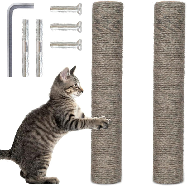 Powerking Natural Sisal Replacement Scratching Post, 15.7'' 2 Pieces M8 Cat Scratch Post Refill Pole Parts for Refurbishment, Include Screws (White)17