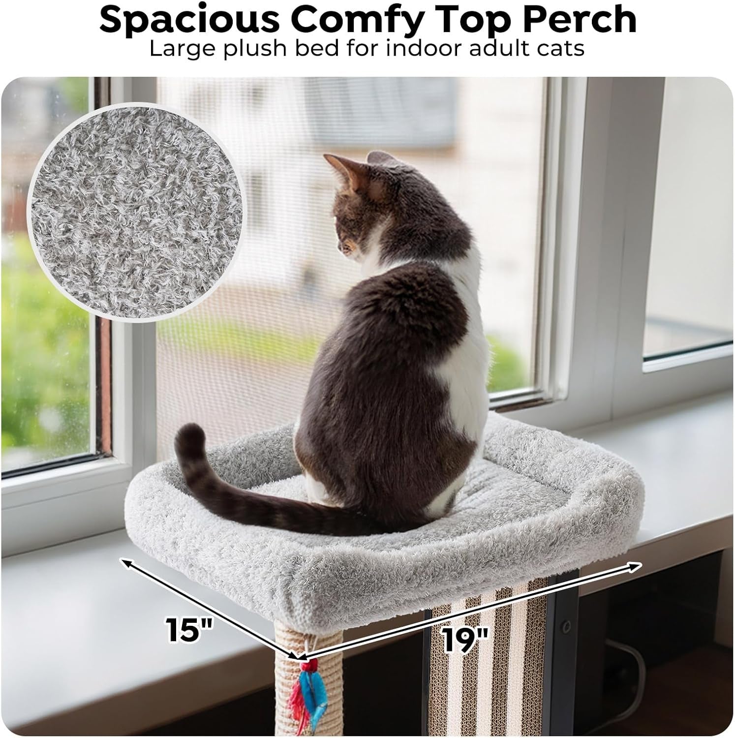 veehoo-35-tall-cat-scratching-post-for-indoor-cats-sturdy-cat-scratch-pad-scratch-post-with-plush-top-bed-replaceable-metal-frame-scratching-board-easy-assembly