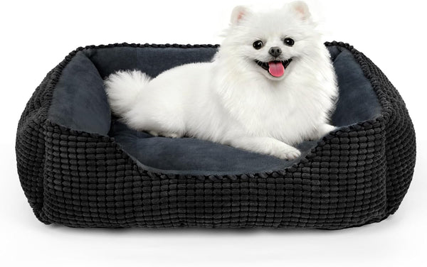 MIXJOY Dog Bed for Large Medium Small Dogs, Rectangle Washable Sleeping Puppy Bed, Soft Calming Cat Beds for Indoor Cats, Orthopedic Pet Sofa Bed, Anti-Slip Bottom with Multiple Size (20'', Grey)13