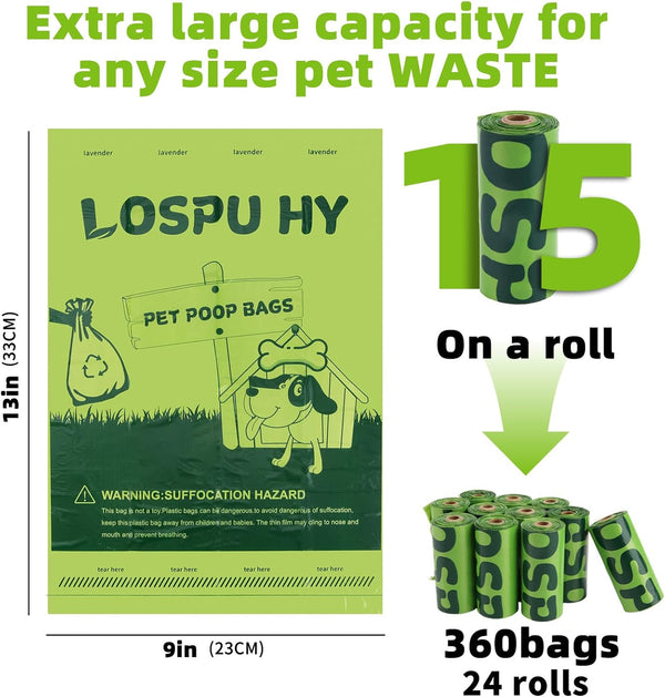 Dog Poop Bags Rolls, Extra Thick Leak Proof Pet Waste Bag, 360 Count Tear Resistant Poop Bags for Dogs for Outdoor Doggie Walking and Cat Litters Cleaning5