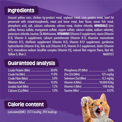 Purina Friskies Cat Food Surfin and Turfin Favorites Flavors of Chicken, Whitefish, Salmon and Filet Mignon - (Pack of 4) 3.15 Lb. Bags6