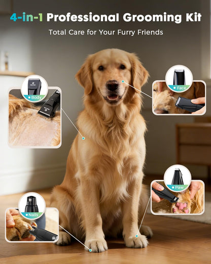 M&M STAR Dog Grooming Kit, Quiet Dog Clippers for Grooming Heavy Thick Coats, Cordless Pet Hair Trimmer & Shaver with Paw Trimmer, Low Noise Rechargeable Clippers for Small Large Dogs Cats2