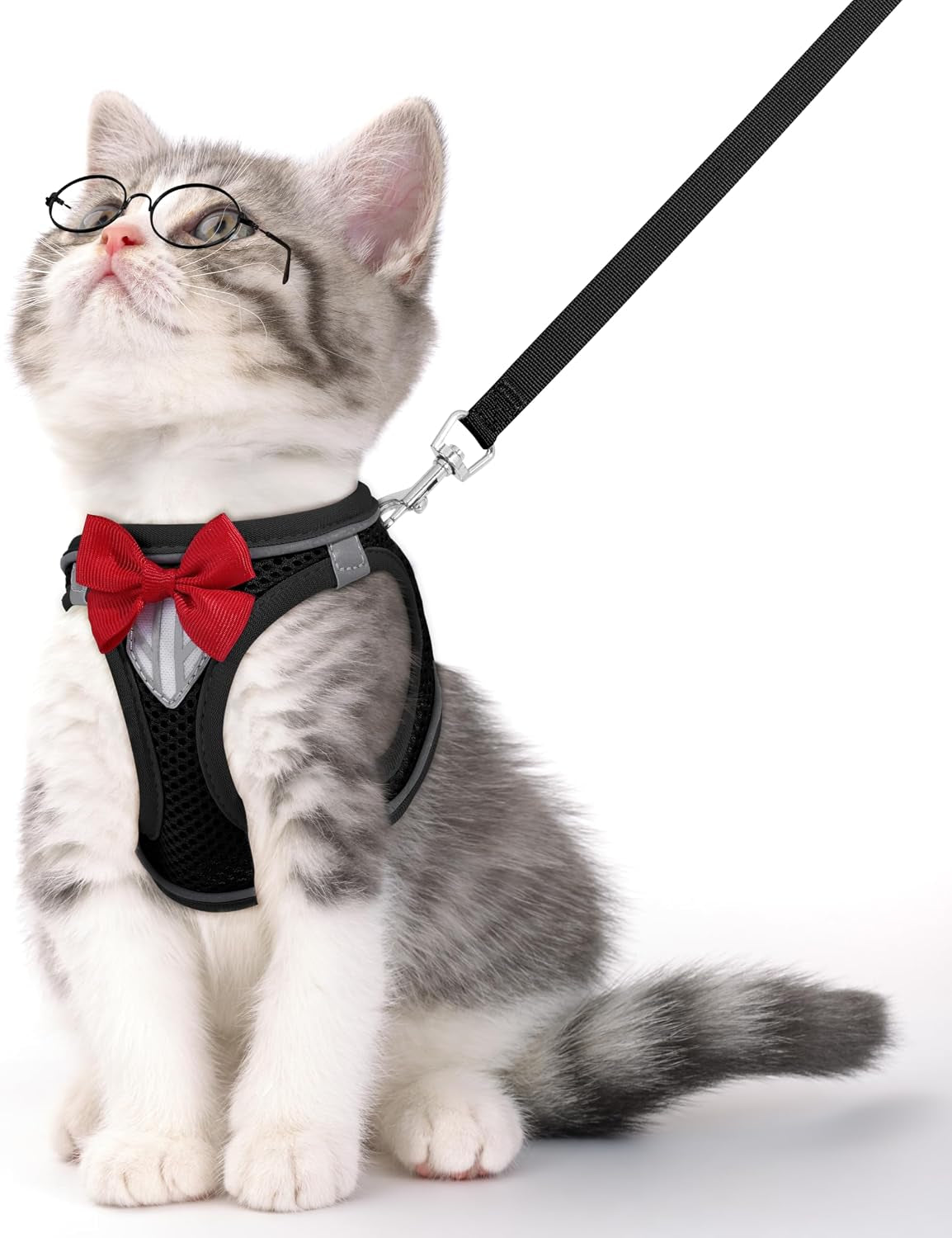 cat-vest-harness-and-leash-set-escape-proof-kitten-harness-pink-xs-safe-reflective-strips-adjustable-easy-wear-kitty-harness-sturdy-clip-buckle-breathable-mesh-for-kitty-puppy-bunny-walks