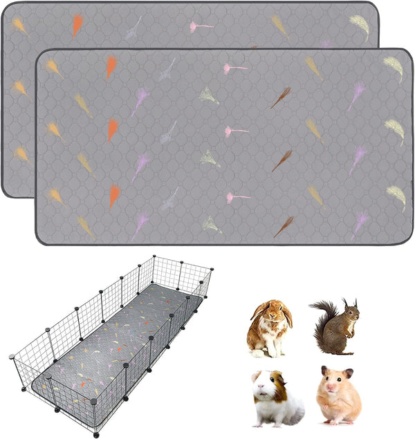 2Pcs Guinea Pig Cage Liners,Guinea Pig Fleece Cage Liners24''X48'' Super Absorbent Washable Pee Pads Reusable for Rabbit Hamster Chinchilla10