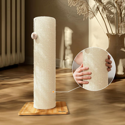 KAMABOKO 29.5" Cat Scratching Post, 7.5" Ultra-Large Diameter Natural Sisal Cat Scratch Post, Scratch-Resistant Tall Cat Scratcher for Indoor Cats, Protect Your Furniture, Beige, Pack of 12