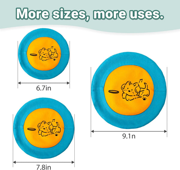 Bifeaw 3 Packs Nylon Interactive Dog Flying Disc - Floating Dog Toys for Aggressive Chewers - Water Toys for Dogs (Blue and Yellow)7