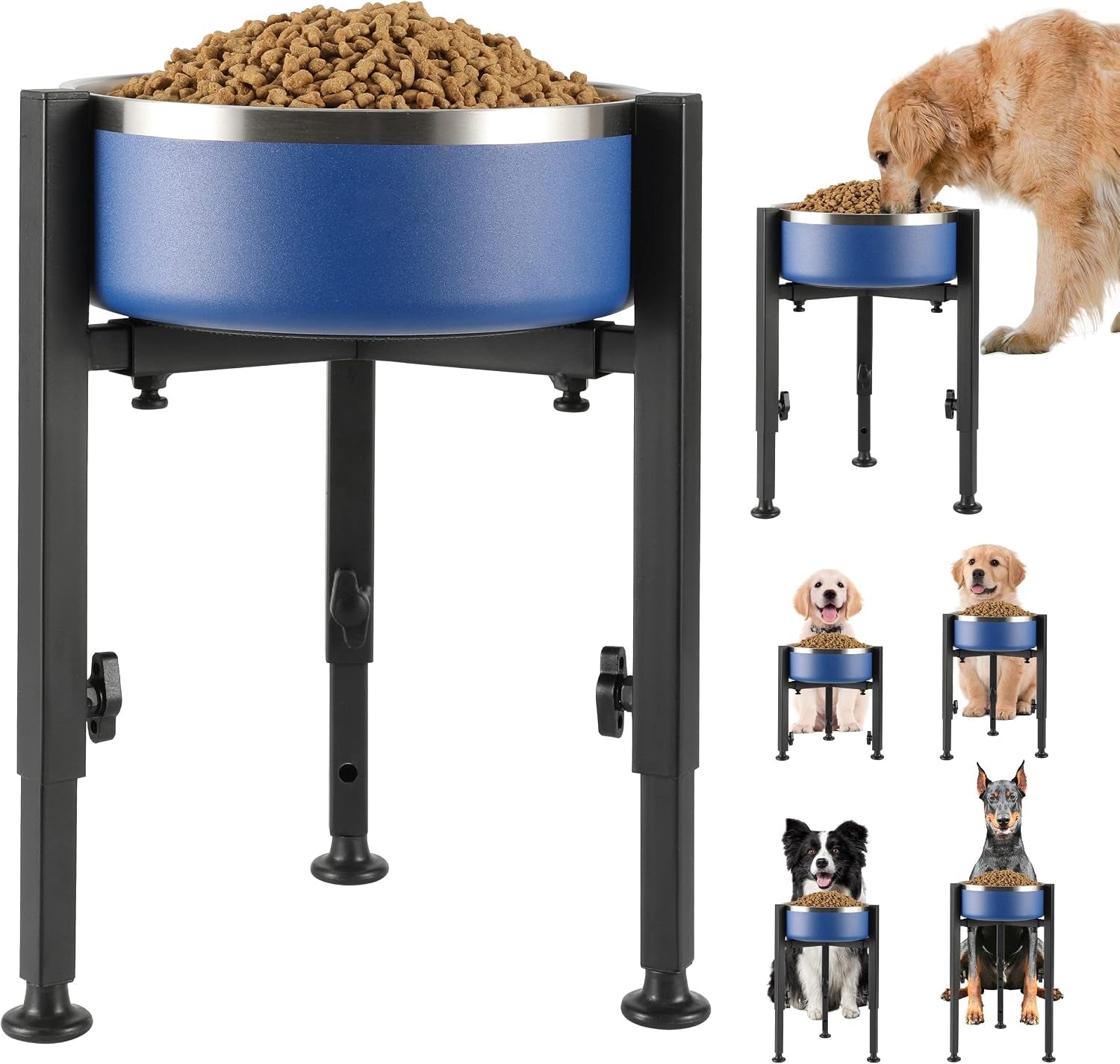 proerr-single-dog-bowl-stand-tall-dog-food-stand-adjustable-wide-7-11-heights-14-5-metal-elevated-pet-bowl-holder-raised-water-feeder-for-medium-large-dogbowl-not-included