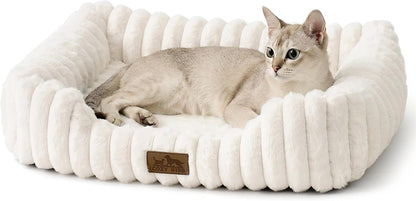 Orthopedic Dog Bed for Small Dogs & Cats - Washable Rectangle Pet Bed with Anti-Slip Bottom, Soft Calming Cat & Puppy Bed for Indoor Pets (25"X21"X6", Cream)14