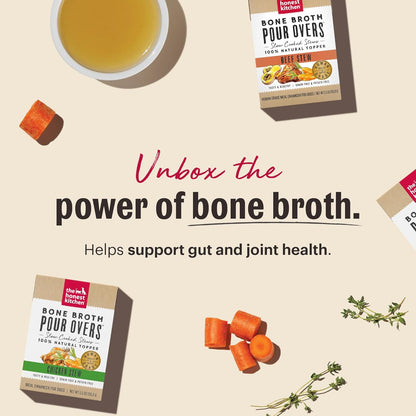 The Honest Kitchen Human Grade Bone Broth POUR OVERS Wet Toppers for Dogs (12 Pack), 5.5 Oz - Beef Stew5