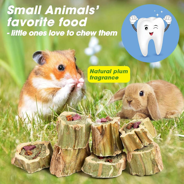 Abizoo Rabbit Chew Toys for Bunny Natural Papaya Wood Chew Treats with Organic Alfalfa Hay, Dried Carrot, Apple and Sweet Potato for Rabbits Guinea Pigs Hamsters Chinchillas Gerbils(3.5Oz/100G)6
