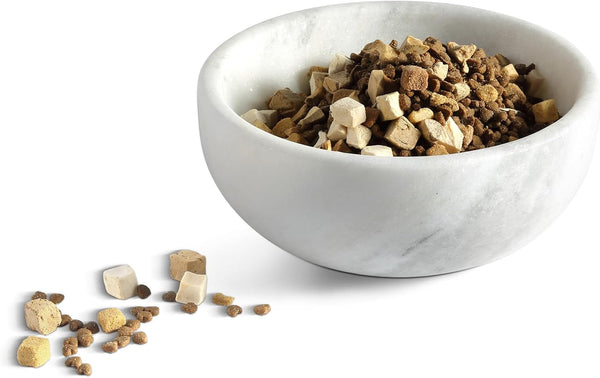White Marble Dog Bowls, Non-Slip Dog Food Water Bowl Small, Heavy Duty Pet Bowl for Cats and Medium Dogs, Weighted African Natural Marble, Holds 4 Cups(5Lbs)11