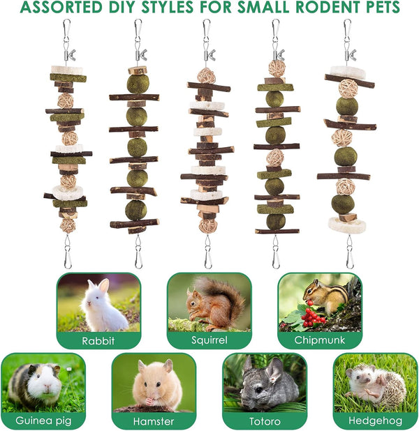KATUMO Rabbit Chew Toys, Bunny Toys Apple Wood Grass Timothy Treat | DIY Hamster Chew Kit Bunny Teeth Care Molar Toys, Ideal for Rabbit, Guinea Pig, Chinchilla, Hamster, Squirrel, Gerbils6