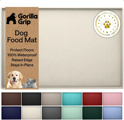 GORILLA GRIP 100% Waterproof Raised Edge BPA Free Silicone Pet Feeding Mat, Dog Cat Food Mats Contain Spills Protects Floors, Placemats for Cats and Dogs Water Bowl, 18.5X11.5, Gray15