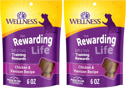 Wellness Rewarding Life Soft Dog Training Treats, Natural, Grain Free, Lamb and Salmon Recipe, 6 Oz Bag10