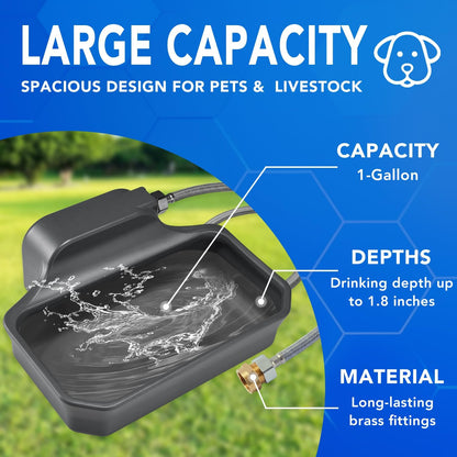 PETTEN Auto Fill Dog Water Bowl Dispenser Outdoor,Large Capacity(118Oz/1Gal) Auto Dog Water Dispenser with 3/4" GHT Male Faucet Connector, Water Bowl Dispenser for Dog, Cat, Livestock(Gray)4