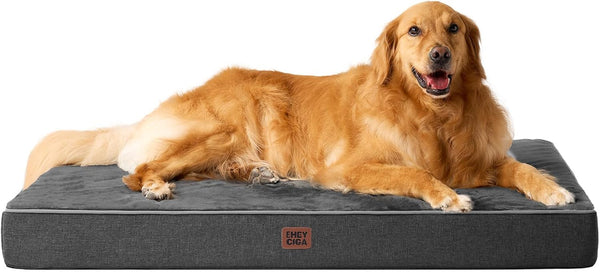 EHEYCIGA Medium Memory Foam Dog Crate Bed Washable, 30X20Inch, Grey | High Density Egg Crate Foam, Waterproof Liner, Removable Easy Clean Cover, Non-Slip Bottom, Fits Crate, Floor and Sofa30