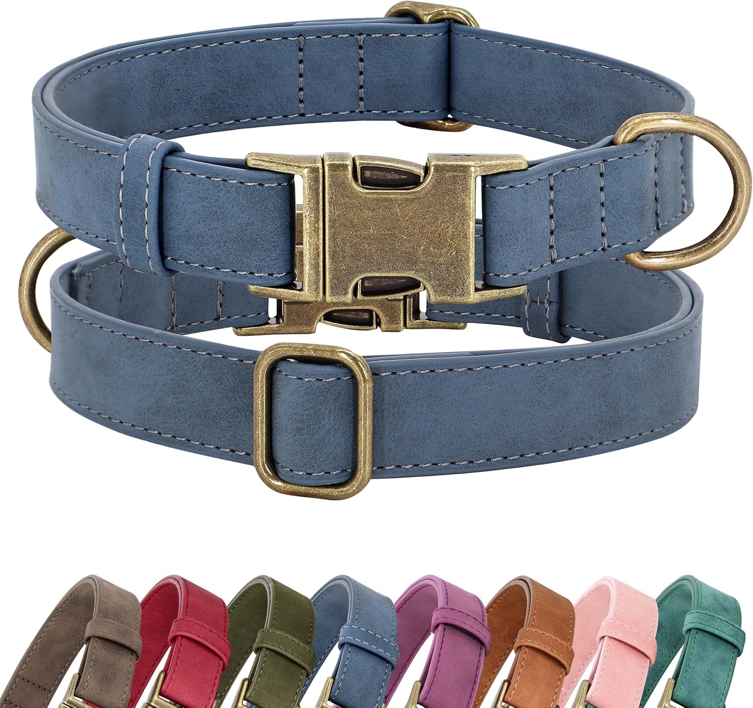 didog-soft-pu-leather-dog-collar-for-small-dogs-quick-release-blue-s-comfort-for-daily-walking-backyard-stylish-for-photography-metal-buckle-d-ring-easy-wipe-clean-adjustable-neck-10-15