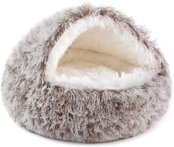 NOYAL round Hooded Donut Dog Bed for Small & Medium Pets - Plush Fluffy Anti-Anxiety Cat Cave Bed with Cover9