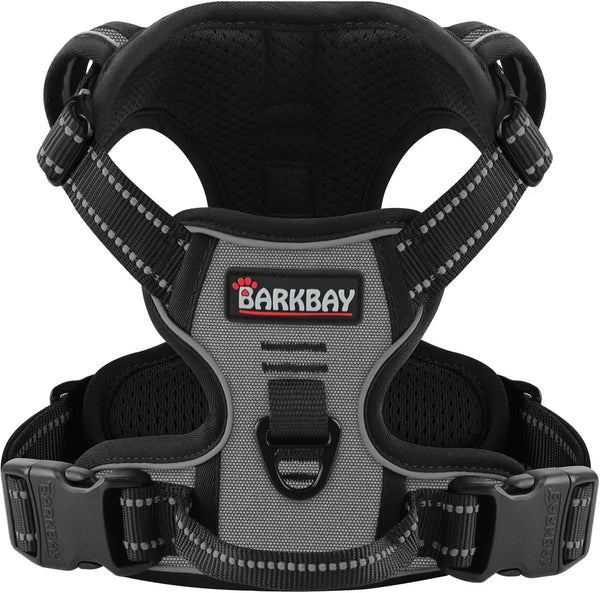 BARKBAY No Pull Pet Harness Dog Harness Adjustable Outdoor Pet Vest 3M Reflective Oxford Material Vest for PINK Dogs Easy Control for Small Medium Large Dogs (L)21