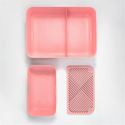 Dog Potty Training Toilet ﻿ Cat Litter Tray Fully Enclosed Japanese Style Box Toilet Kitten anti Splash and Deodorant Corridor Pet with Curtain Pink and White(A)2