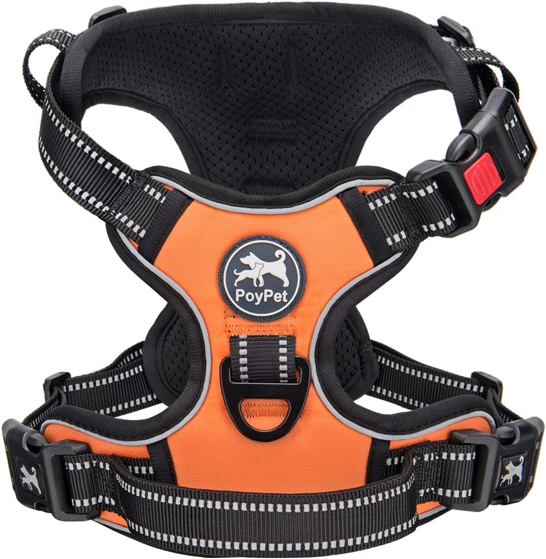 poypet-no-pull-dog-harness-no-choke-front-lead-dog-reflective-harness-adjustable-soft-padded-pet-vest-with-easy-control-handle-for-small-to-large-dogspink-medium