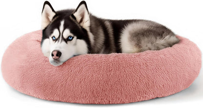 Hoewina Dog & Cat Bed for Indoor Cats, 20In Calming Donut Bed for Puppy and Kitten, Washable round Fluffy Pet Bed for Small Medium Dogs and Cats (Light Grey)18