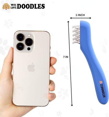 We Love Doodles Dematting Comb for Dogs - Dog Hair Mat Remover, Detangler Comb & Deshedding Tool, Removes Tangles, Knots, & Loose Hair, Metal Comb, Ergonomic Handle Family (5 Blades)6