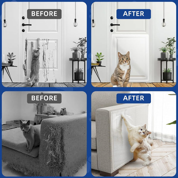 Toosoft anti Cat Scratch Furniture Protector Clear Vinyl 196.9"X16.5" | Couch Protector from Cat Claws Thicken - Single Sided Sticky Flexible Dog Tape for Furniture, for Couch Corner Door Walls Bed5