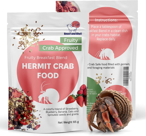 Natural Hermit Crab Food – High-Protein Hermit Food with Real Fruit and Sprouted Grains – 65 G (2.3 Oz) Crab Food for Pet Hermit Crabs by Snout and Shell1