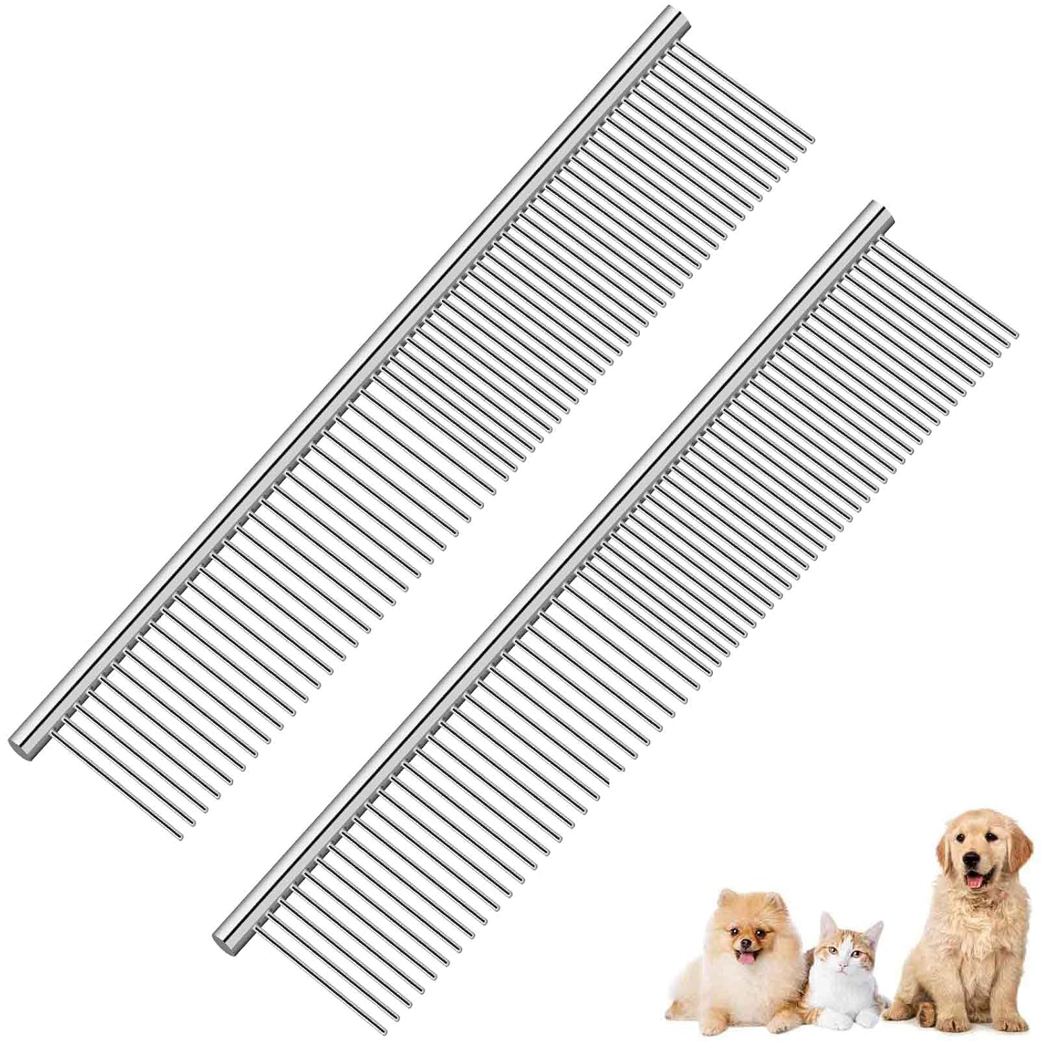 dog-grooming-comb-pet-stainless-steel-cat-combs-with-rounded-teeth-professional-metal-tear-stain-remover-dematting-tool-for-small-medium-large-pets-7-5in