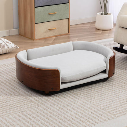 Elevated Dog Bed Pet Sofa with Solid Wood Legs and Bent Soft Backrest, Pet Cat Stool Bed with Velvet Cushion,For Small and Medium Size Dogs Kitten, Mid Size12