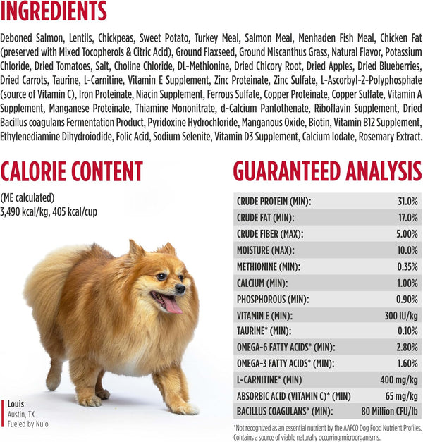 Nulo Freestyle Small Breed Dog Food Dry - Salmon & Lentils, Puppy & Adult Grain Free Dog Food, Natural, High Protein, Smaller Sized Kibble with BC30 Probiotic for Healthy Digestion Support, 6Lb Bag9