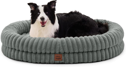 Chixnuggle Orthopedic Dog Bed, Washable Cover, Faux Fur Bolster Pet Couch | Waterproof,Egg Crate Foam,Non-Slip Bottom,For Small Medium Dogs,Dark Grey,30*24*7,Dog Sofa,Puppy Bed23