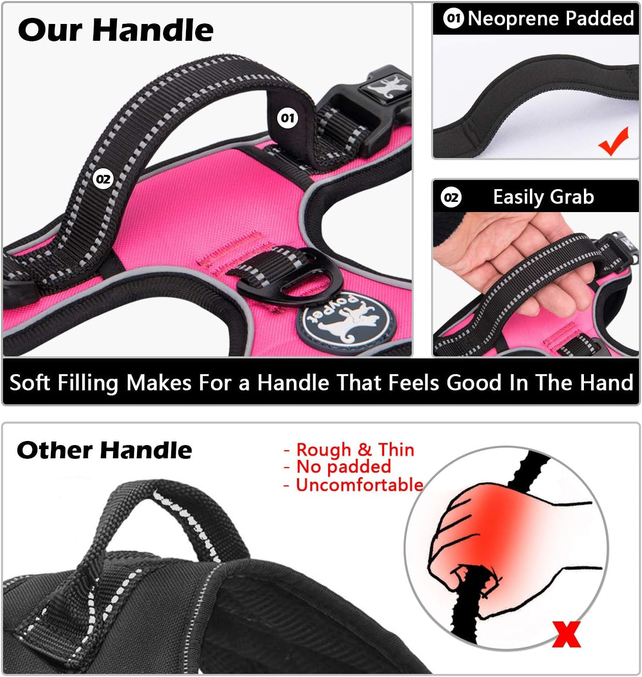 poypet-no-pull-dog-harness-no-choke-front-lead-dog-reflective-harness-adjustable-soft-padded-pet-vest-with-easy-control-handle-for-small-to-large-dogspink-medium