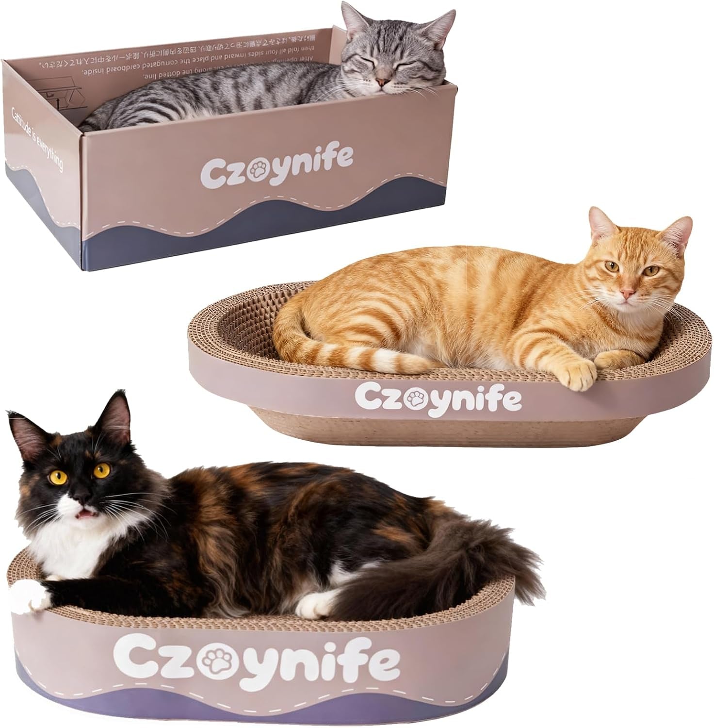 3pcs-cat-scratcher-cardboard-oval-cat-scratch-pad-bowl-nest-for-indoor-cats-round-cat-scratching-board-corrugated-lounge-cat-bed-furniture-protector-for-couch-coffee-15-7-10-in