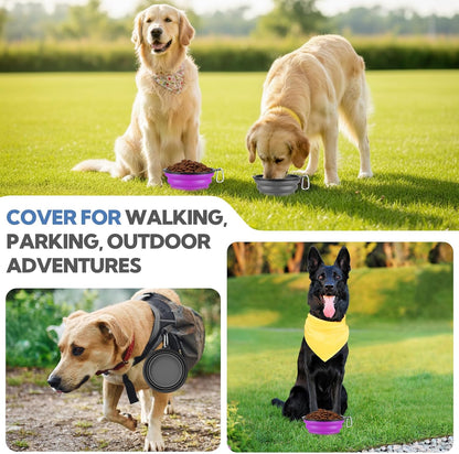 Collapsible Dog Bowl Large 34Oz, Travel Dog Water Bowl Portable | 2 Pack, 2 Carabiner Clips, Silicone Travel Dog Bowl Foldable, Feeding Watering Dish Bowl, for Parking, Walking, Camping7