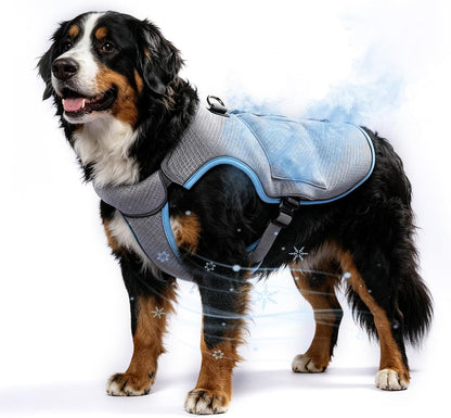 Mora Pets Dog Cooling Vest with Ice Packs, Reflective Adjustable Cooling Vest for Dogs with Leash Ring for Hot Weather Cooling Harness for Large Medium Dogs Grey(Pdv-Gel-Gl)10
