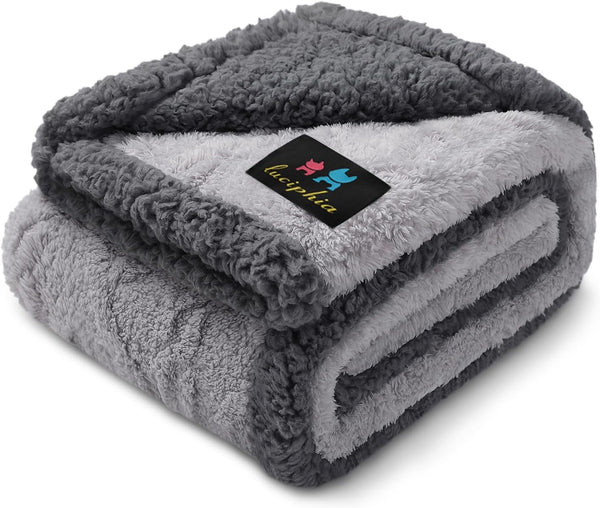 Luciphia Waterproof Pet Blanket, Liquid Pee Proof Dog Blankets for Sofa Bed Couch, Reversible Sherpa Fleece Furniture Protector Cover for Small Medium Large Dogs Cats,Khaki Small（40" X 28"）15
