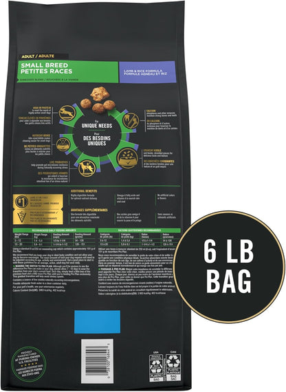 Purina Pro Plan Small Breed High Protein Dog Food Dry Shredded Blend Lamb and Rice Formula - 6 Lb. Bag6