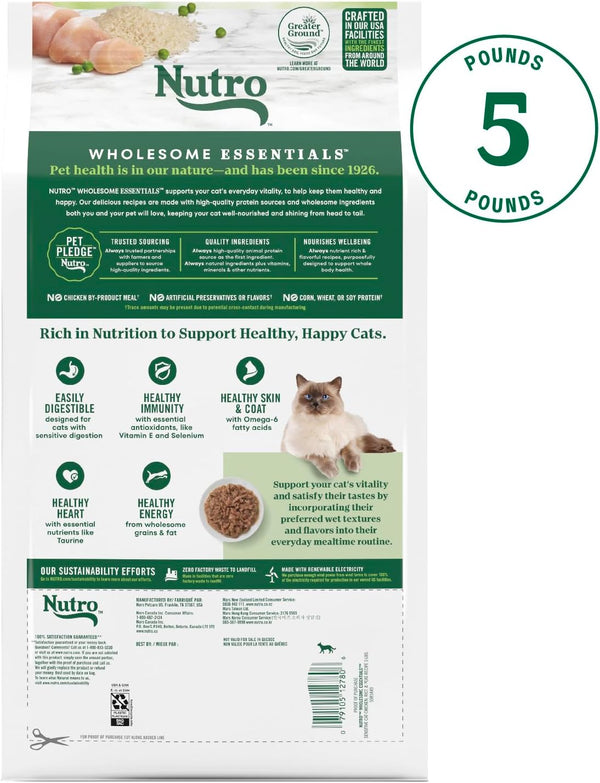 Nutro Wholesome Essentials Sensitive Stomach Dry Cat Food, Chicken, 5 Lb | Real Chicken #1 Ingredient, Easily Digestible, Omega-6 for Skin & Coat, No Corn, Wheat, Soy, No Artificial Additives2