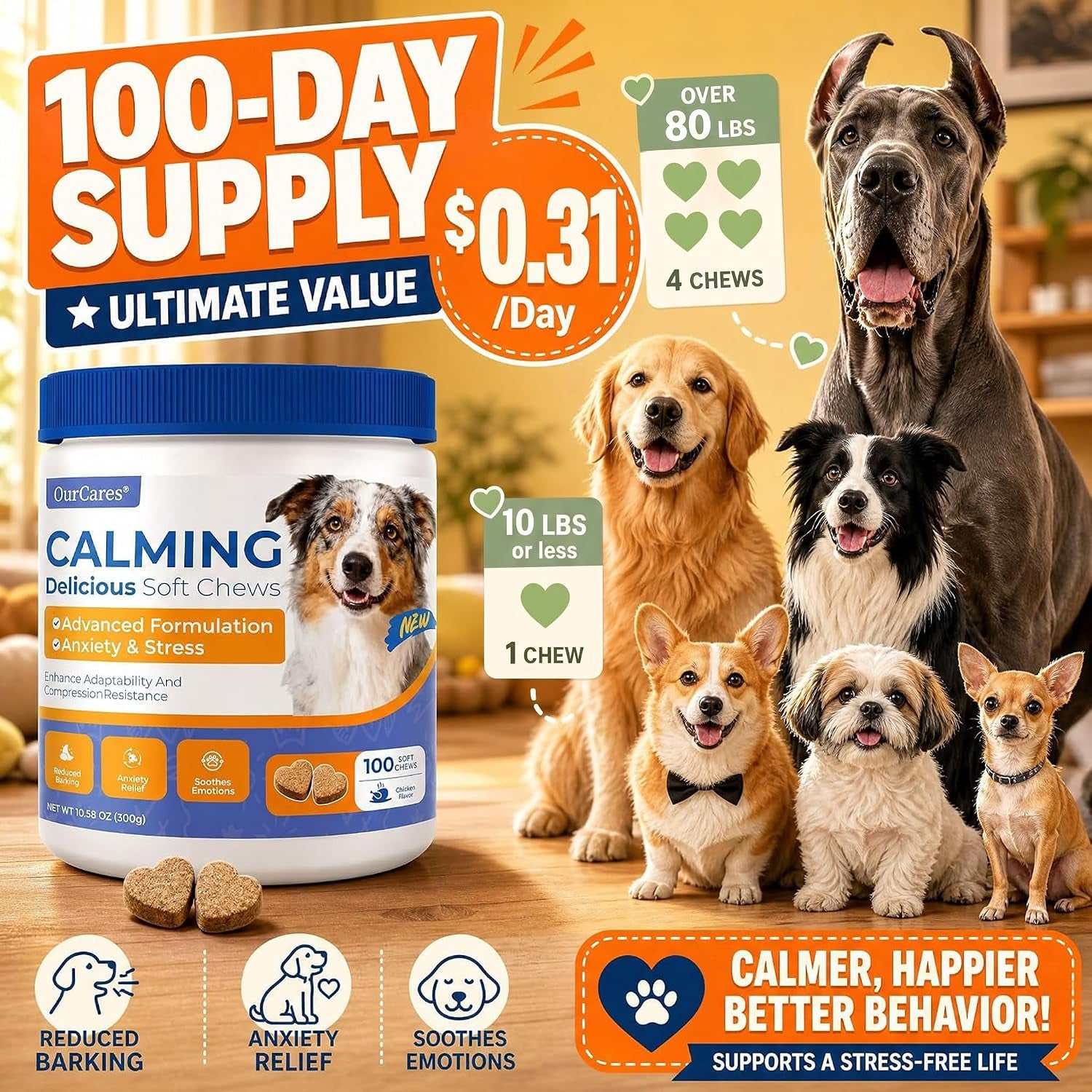 calming-chews-for-dogs-melatonin-anxiety-trial-pack-15-ct-chicken-non-drowsy-soft-chews-with-melatonin-chamomile-l-theanine-15-day-trial-size-for-anxiety-storms-travel-sleep-support