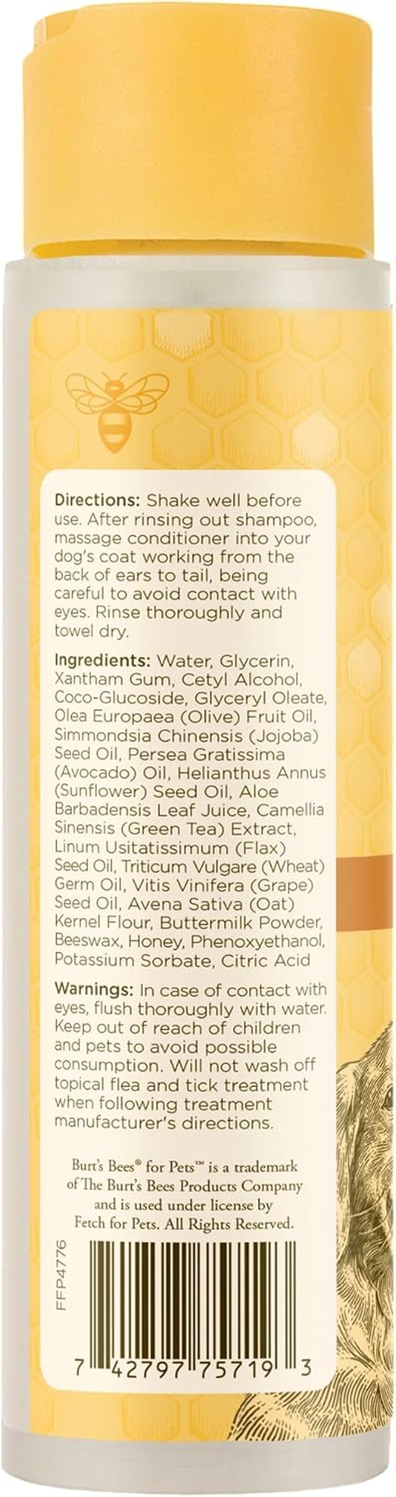 burts-bees-for-pets-oatmeal-dog-conditioner-fragrance-free-10-fl-oz-colloidal-oat-flour-and-honey-moisturize-and-soften-dry-coats-ph-balanced-95-natural-origin